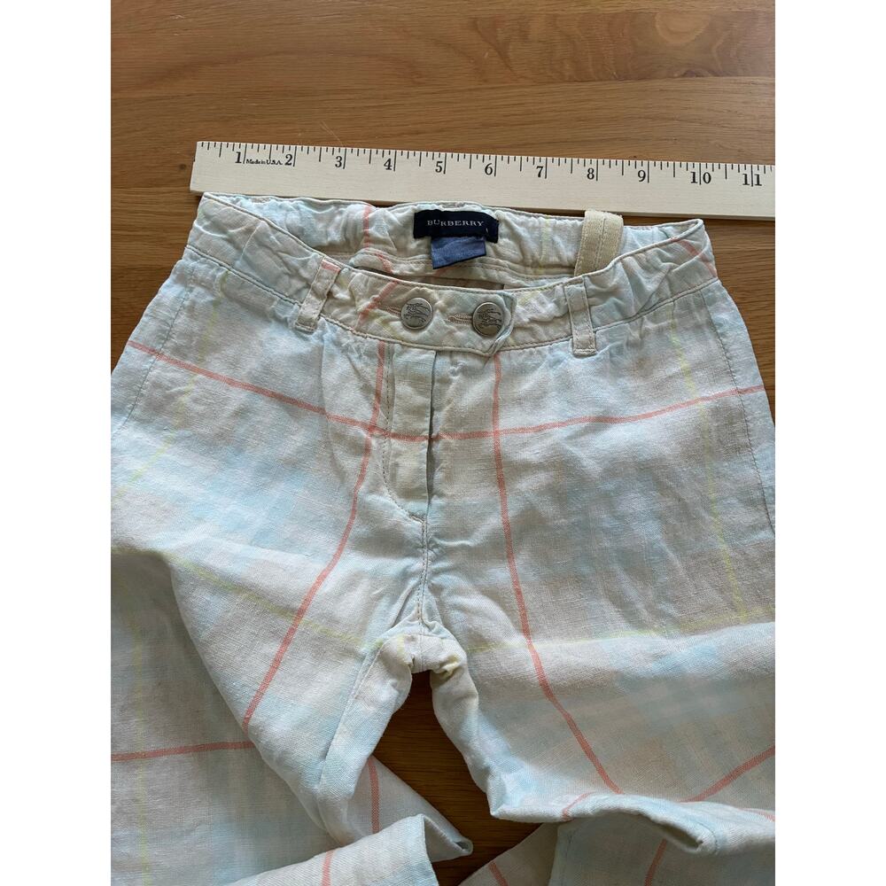Burberry Girls Linen Pants Size 8 Pretty Academia Plaid - Picture 9 of 13